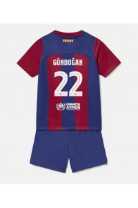 Barcelona Ilkay Gundogan #22 Jalkapallovaatteet Lasten Kotipeliasu 2023-24 Lyhythihainen (+ Lyhyet housut)